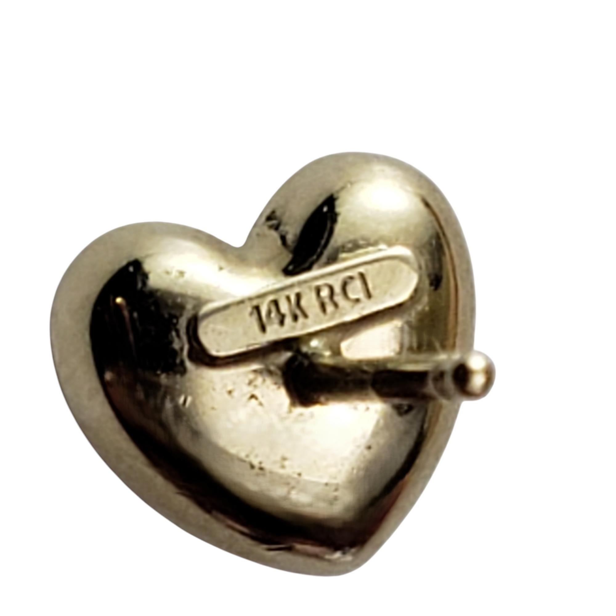 14 Karat Yellow Gold Puffy Heart Stud Earrings #20622 For Sale 2