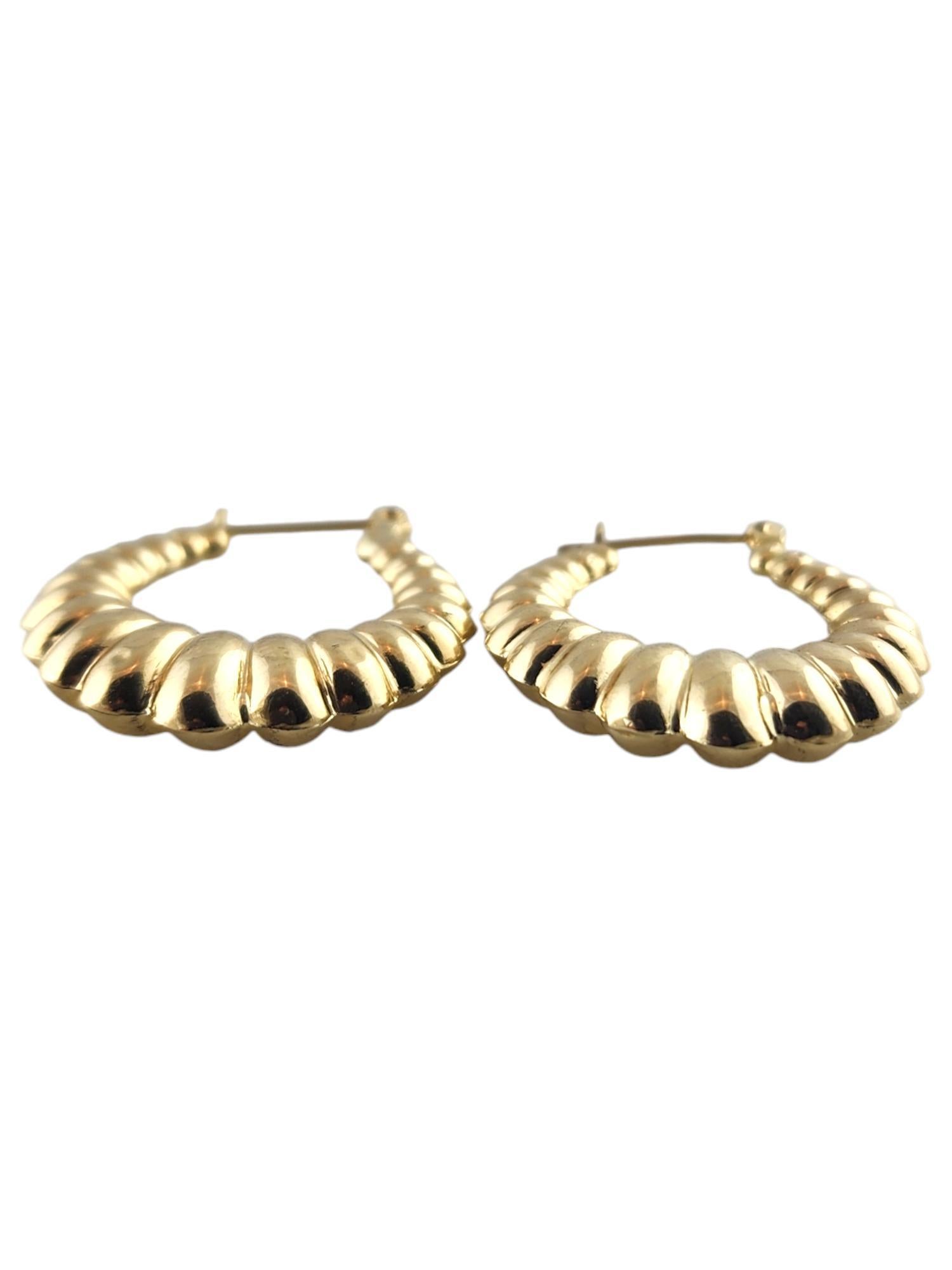 14 Karat Yellow Gold Puffy Oval Hoop Earrings

This gorgeous set of oval puffy hoop earrings were meticulously crafted from 14K yellow gold!

Size: 28.34mm X 23.47mm X 5.20mm

Weight: 2.54 g/ 1.62 dwt

Hallmark: 14K

Very good condition,