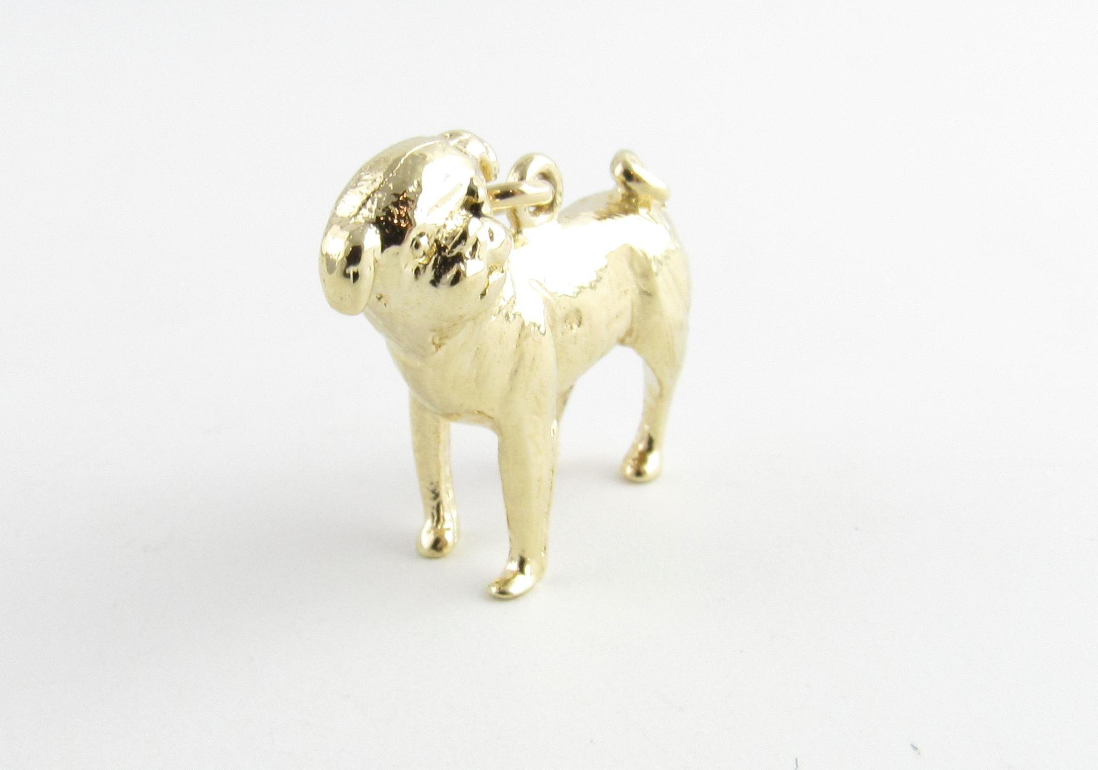 14 Karat Yellow Gold Pug Dog Charm In Good Condition In Washington Depot, CT