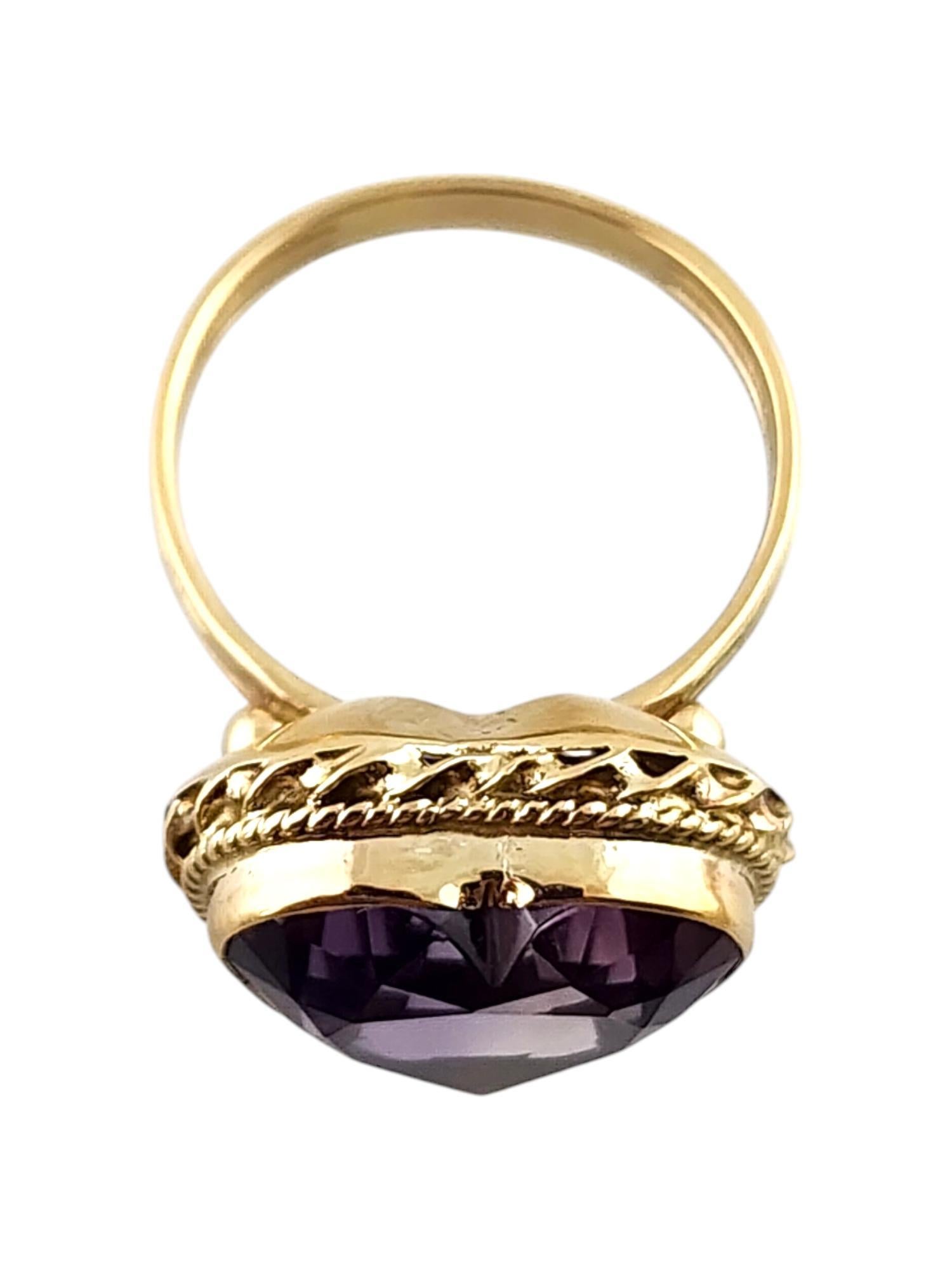 14 Karat Yellow Gold Purple Amethyst Heart Ring Size 8.5 #19790 In Good Condition In Washington Depot, CT