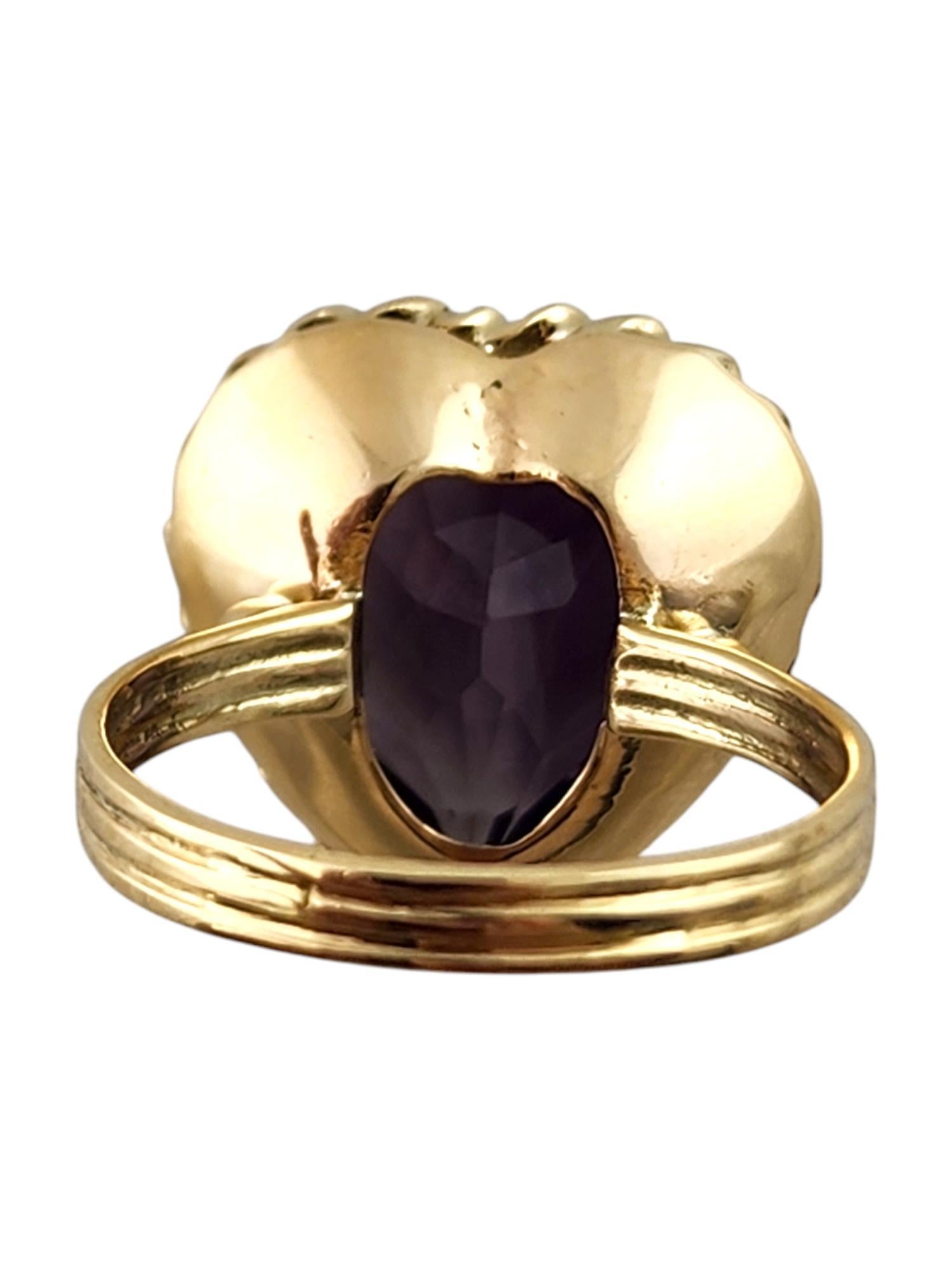 Women's 14 Karat Yellow Gold Purple Amethyst Heart Ring Size 8.5 #19790
