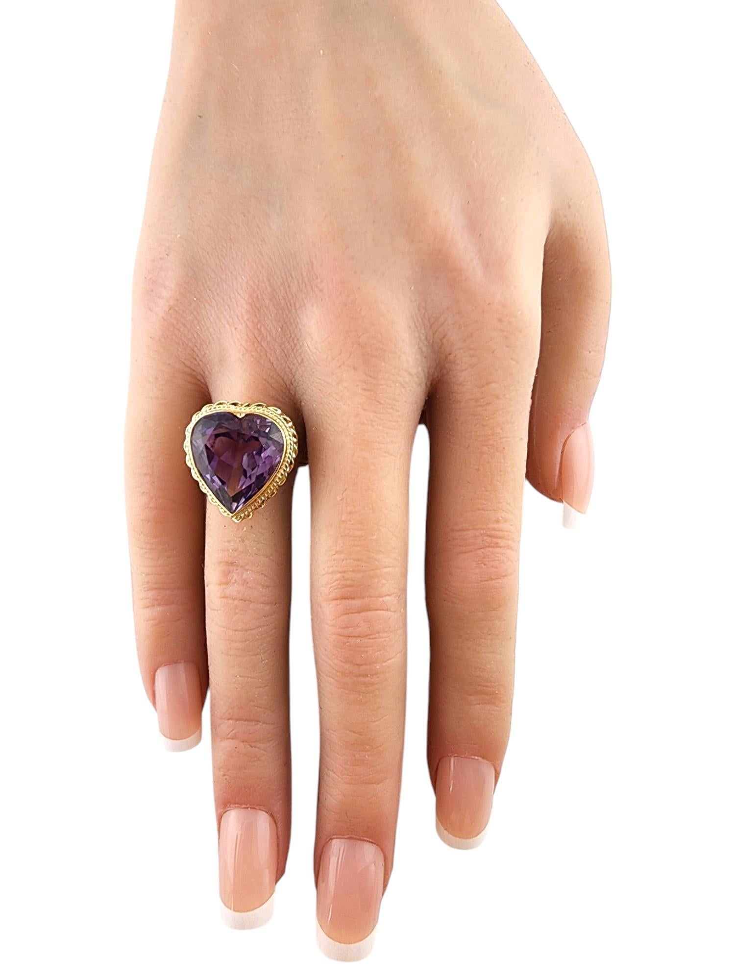 14 Karat Yellow Gold Purple Amethyst Heart Ring Size 8.5 #19790 2