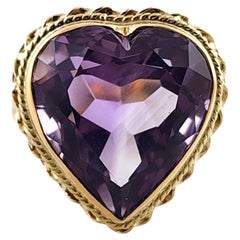 14 Karat Yellow Gold Purple Amethyst Heart Ring Size 8.5 #19790