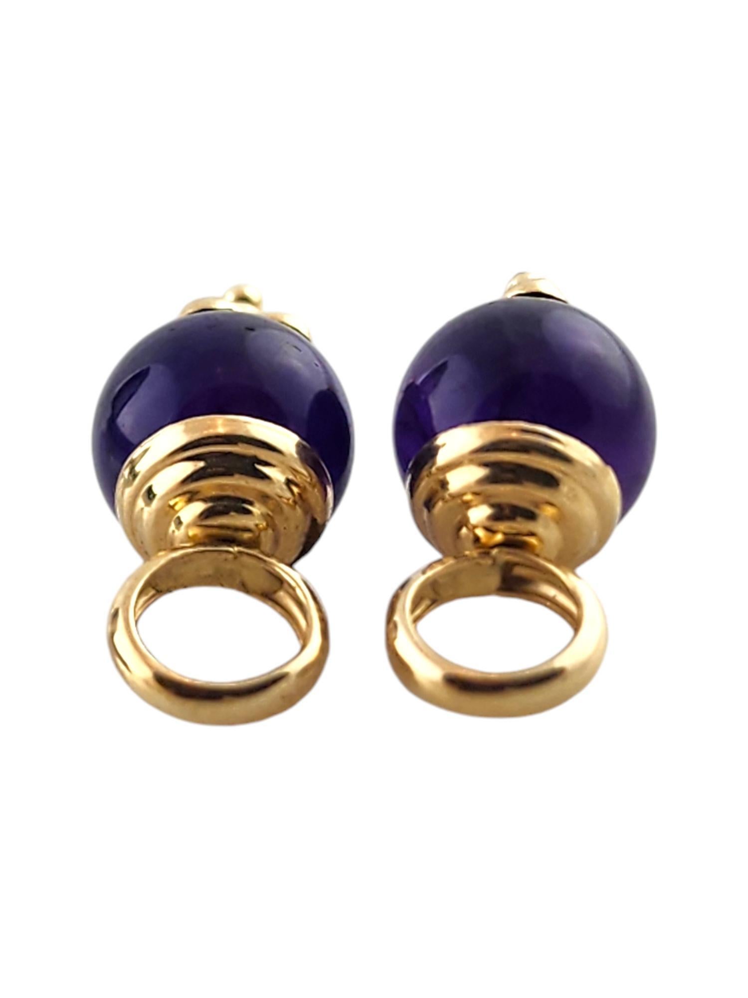 14 Karat Yellow Gold Purple Bead Hoop Earring Enhancers #18568 In Good Condition For Sale In Washington Depot, CT