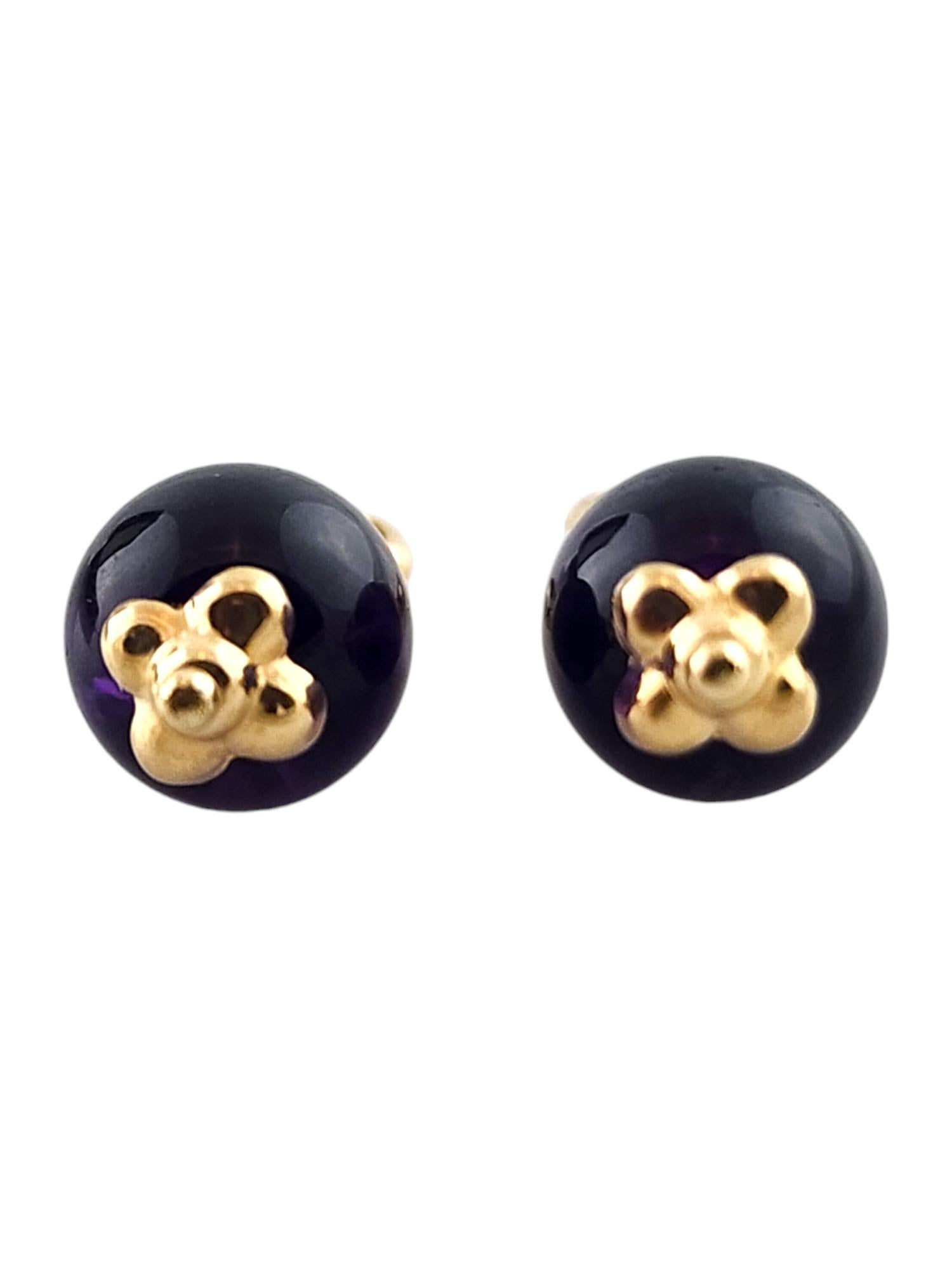 Women's 14 Karat Yellow Gold Purple Bead Hoop Earring Enhancers #18568 For Sale