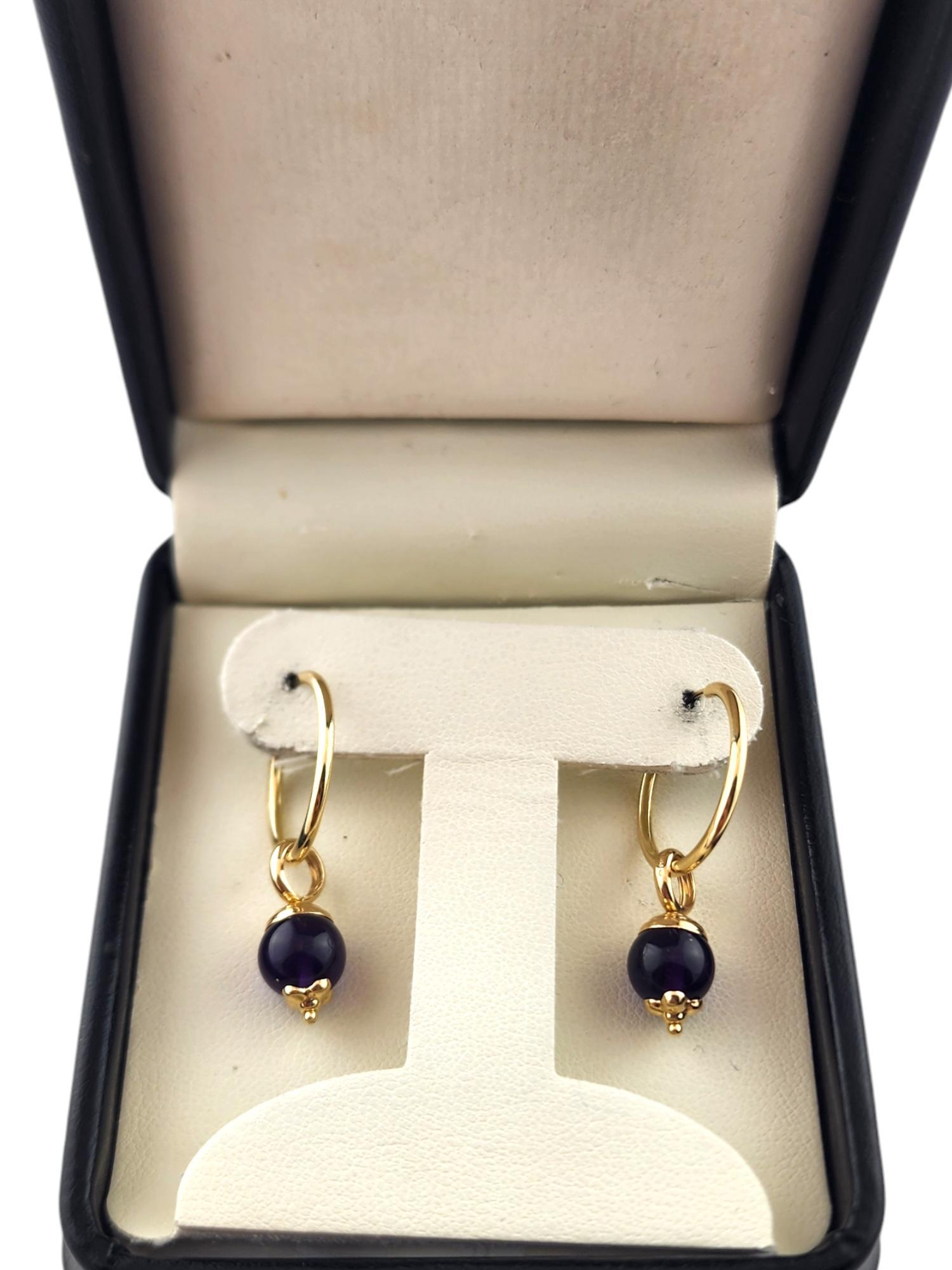 14 Karat Yellow Gold Purple Bead Hoop Earring Enhancers #18568 For Sale 2