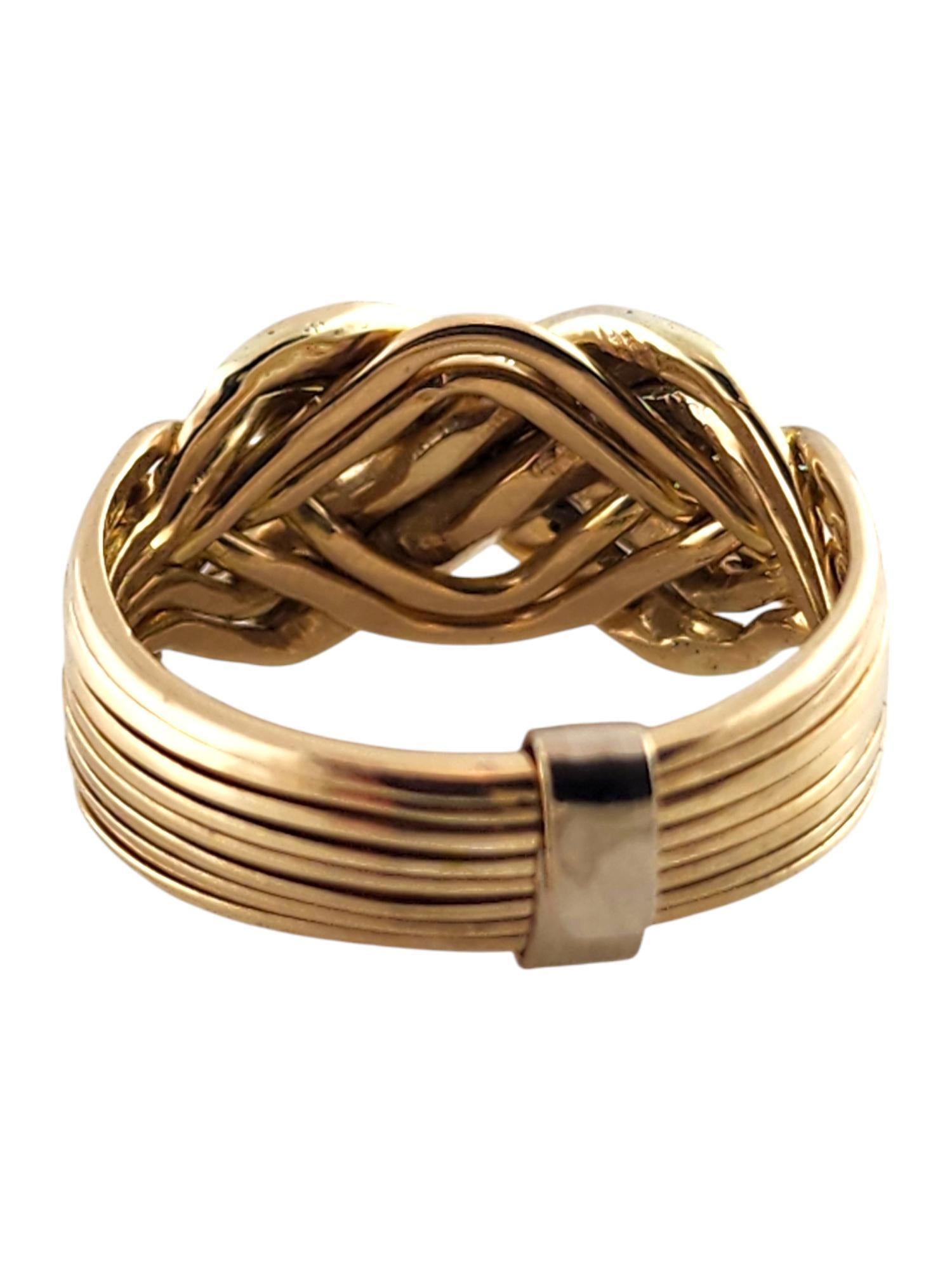 14 Karat Yellow Gold Puzzle Ring Size 10.25 #19388 In Good Condition In Washington Depot, CT