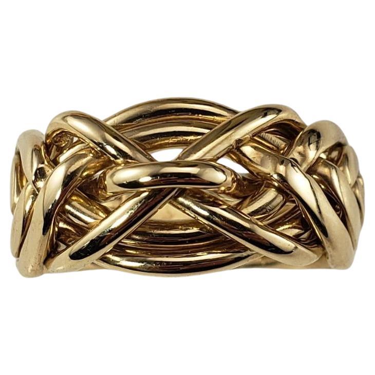 14 Karat Yellow Gold Puzzle Ring Size 9.75 #18654 For Sale
