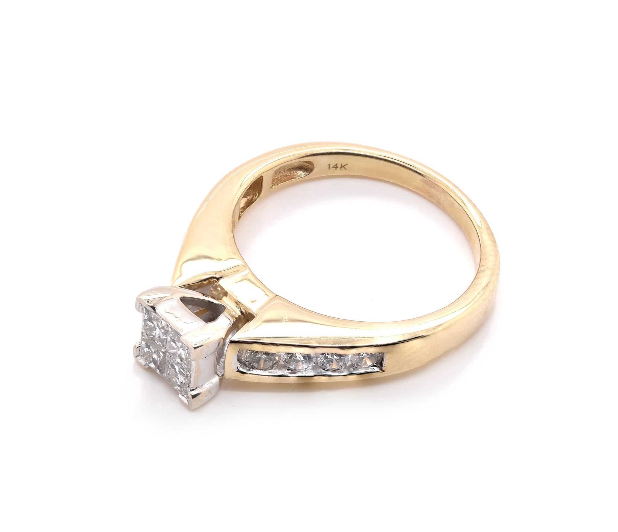 Bague de fiançailles en or jaune 14 carats sertie d'un quart de diamants Excellent état - En vente à Scottsdale, AZ