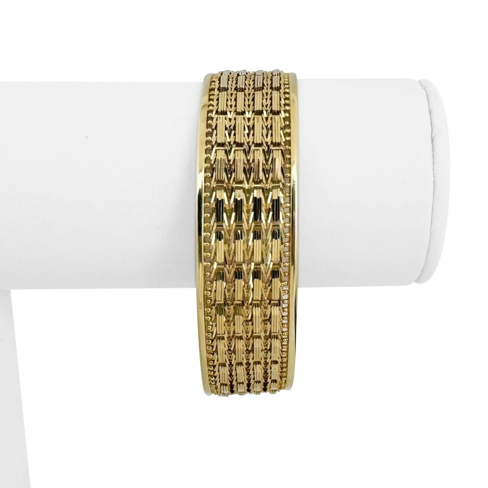 14k Yellow Gold 28.5g QVC Imperial Gold 17.5mm Flex Bangle Bracelet 7