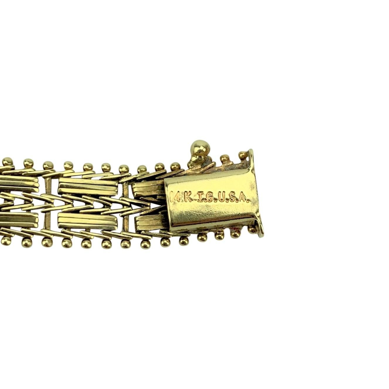 14 Karat Yellow Gold QVC Imperial Gold Mirror Bar Bracelet In Good Condition In Guilford, CT