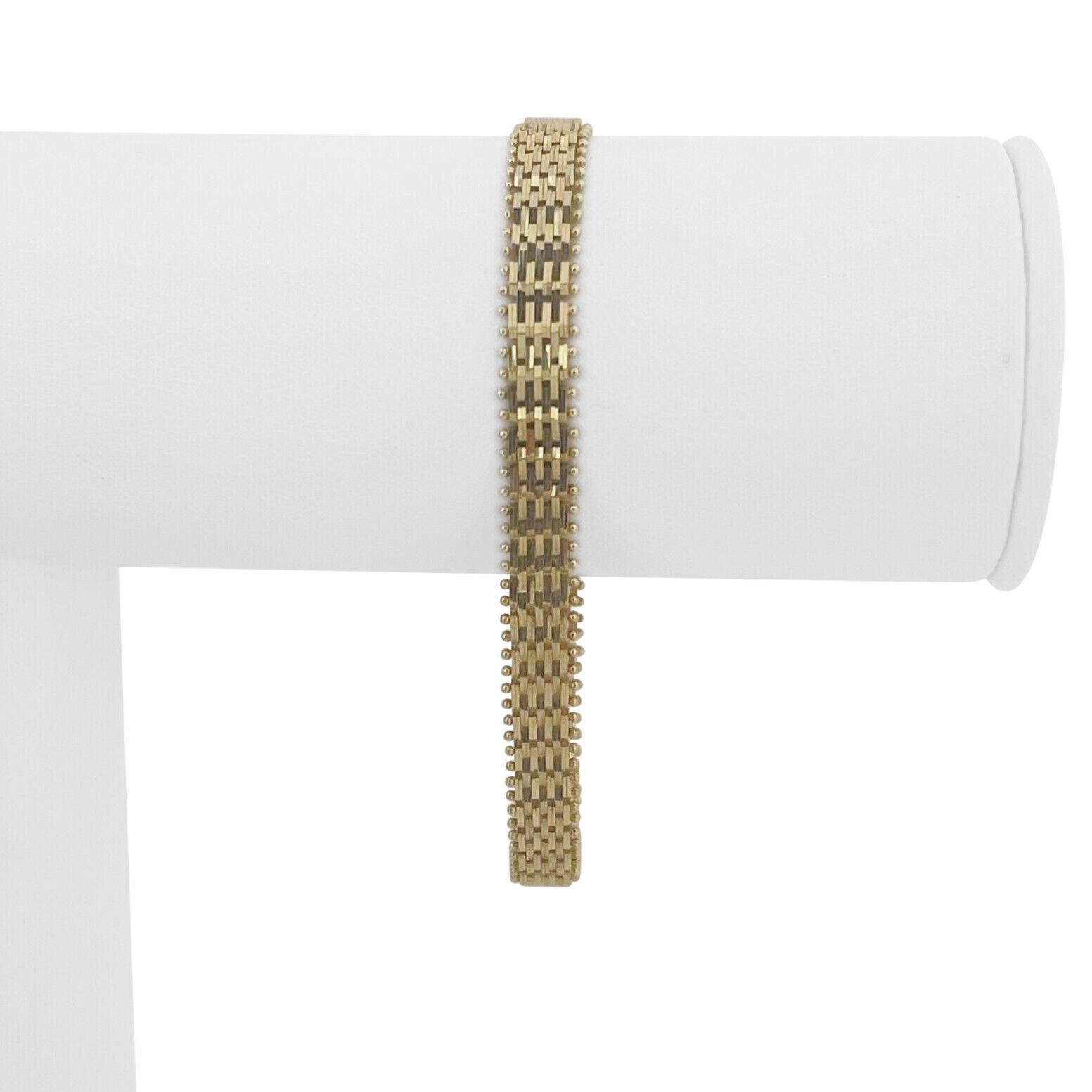 Oro giallo 14k 12,3g QVC Imperial Gold 7mm Mirror Bar Link Bracciale 7,25