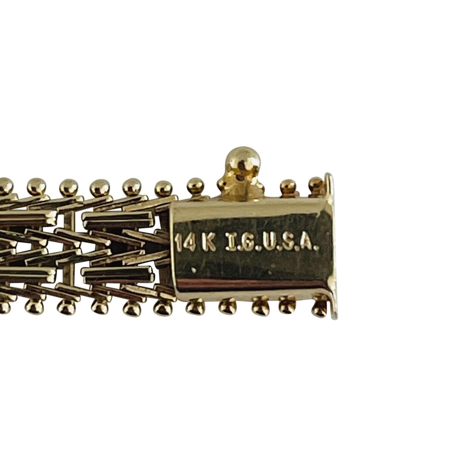 Women's 14 Karat Yellow Gold QVC Imperial Gold Mirror Bar Link Bracelet