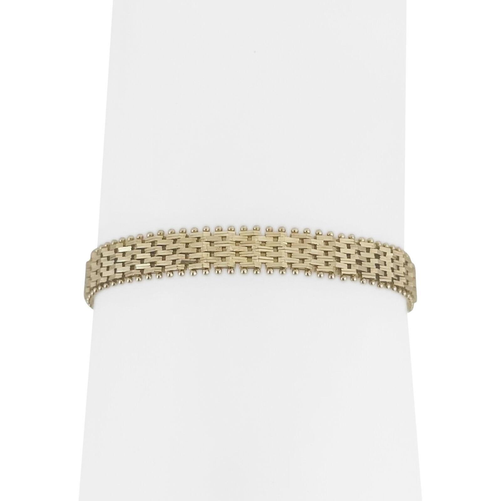 Women's or Men's 14 Karat Yellow Gold QVC Imperial Gold Mirror Bar Link Bracelet For Sale