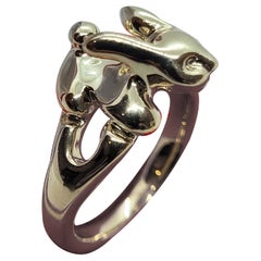 14 Karat Yellow Gold Rabbit Bunny Ring, 9.5 Grams, Heavy Year of Rabbit