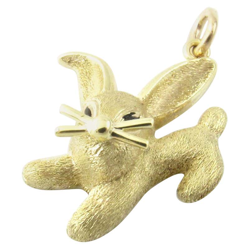 14 Karat Yellow Gold Rabbit Charm at 1stDibs