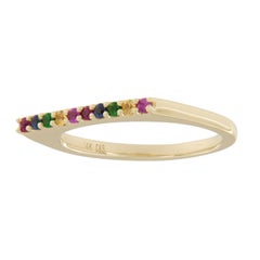14 Karat Yellow Gold Rainbow Gemstone Bar Ring