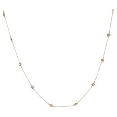 14 Karat Yellow Gold Rainbow Sapphire by the Yard Necklace