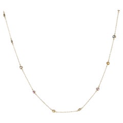 14 Karat Yellow Gold Rainbow Sapphire by the Yard Necklace