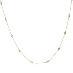14 Karat Yellow Gold Rainbow Sapphires by the Yard Necklace