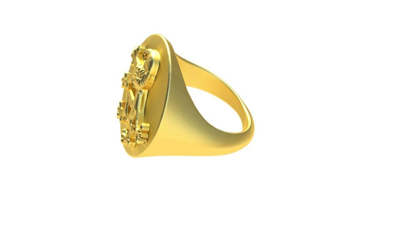 For Sale:  14 Karat Yellow Gold Rampant Lion Signet Ring 2