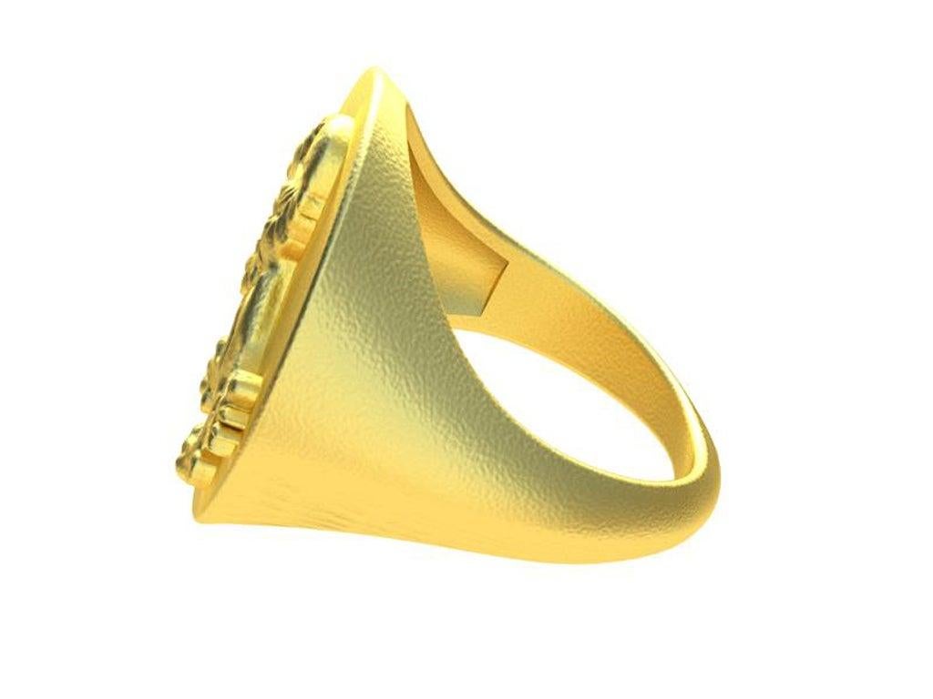 For Sale:  14 Karat Yellow Gold Rampant Lion Signet Ring 6