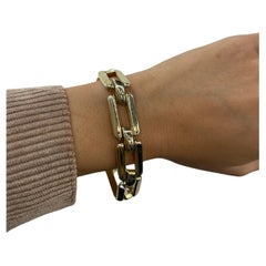 14 Karat Yellow Gold Rectangular Link Bracelet 24.5 Grams 7.15 Inches