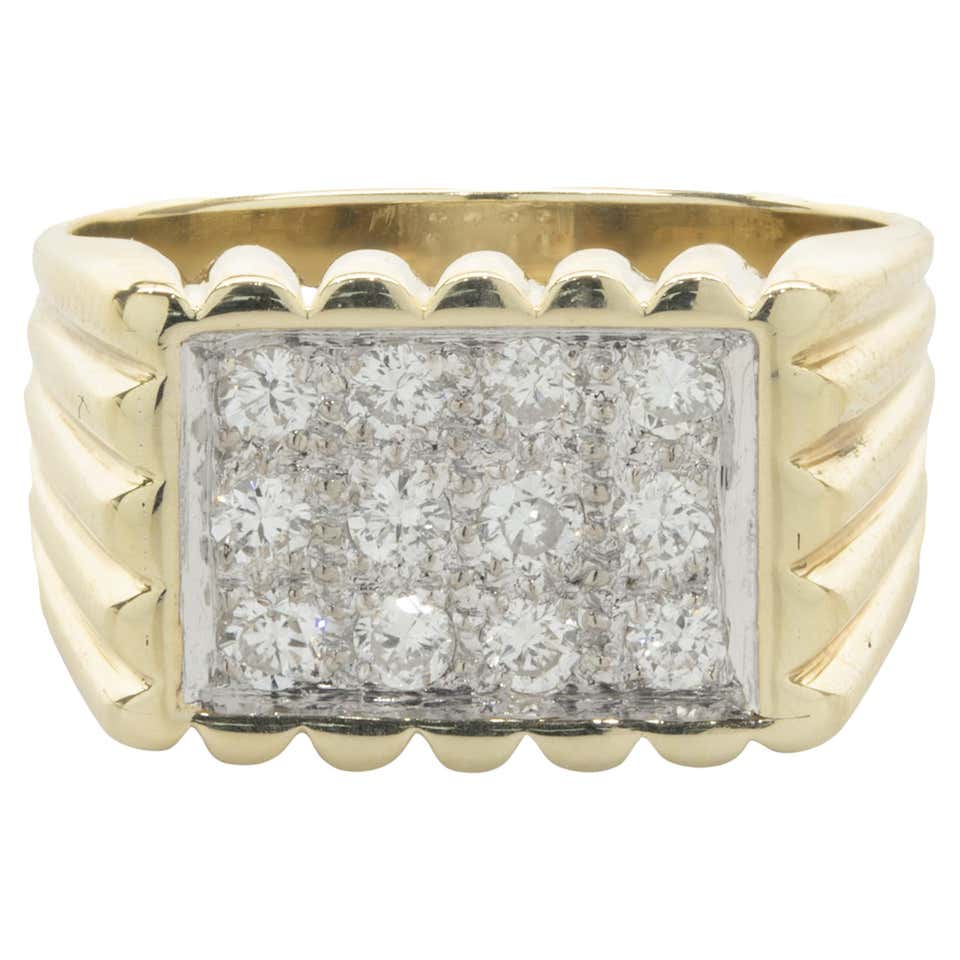 18 Karat White Gold Diamond Pave Ring Pinky Unisex For Sale at 1stDibs ...