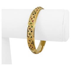 Bracciale in oro giallo 14 carati con vetro rosso blu e verde