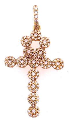 14 Karat Yellow Gold Religious Charm / Pendant with Round Zirconium