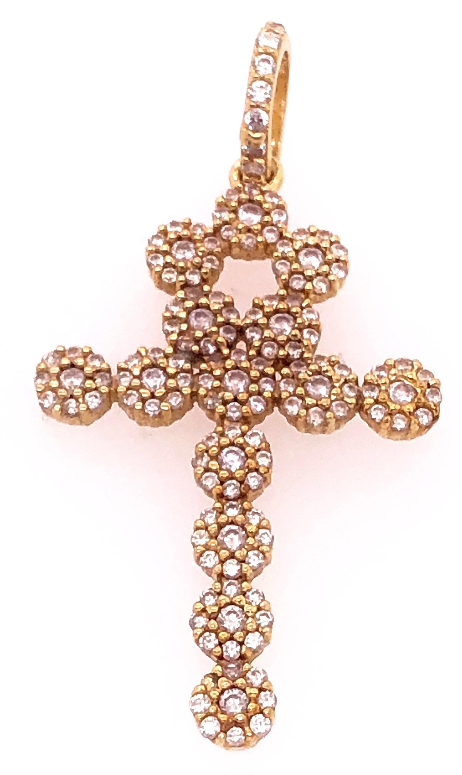 Taille ronde Breloque / pendentif religieux en or jaune 14 carats avec zirconium rond en vente