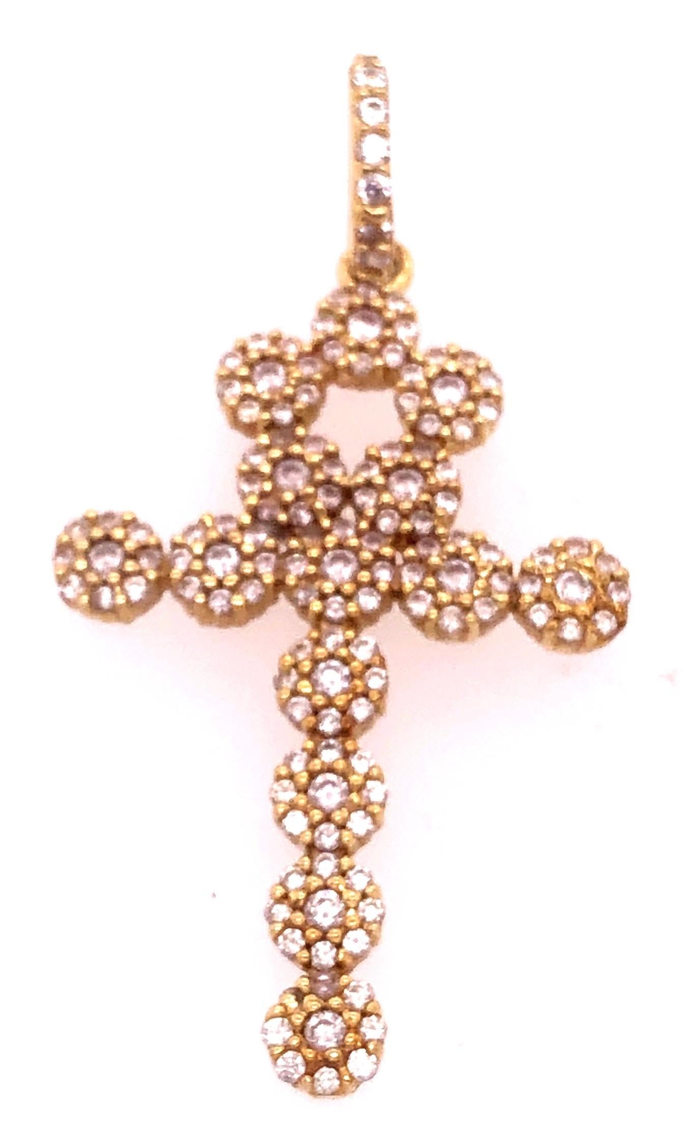 Breloque / pendentif religieux en or jaune 14 carats avec zirconium rond Unisexe en vente
