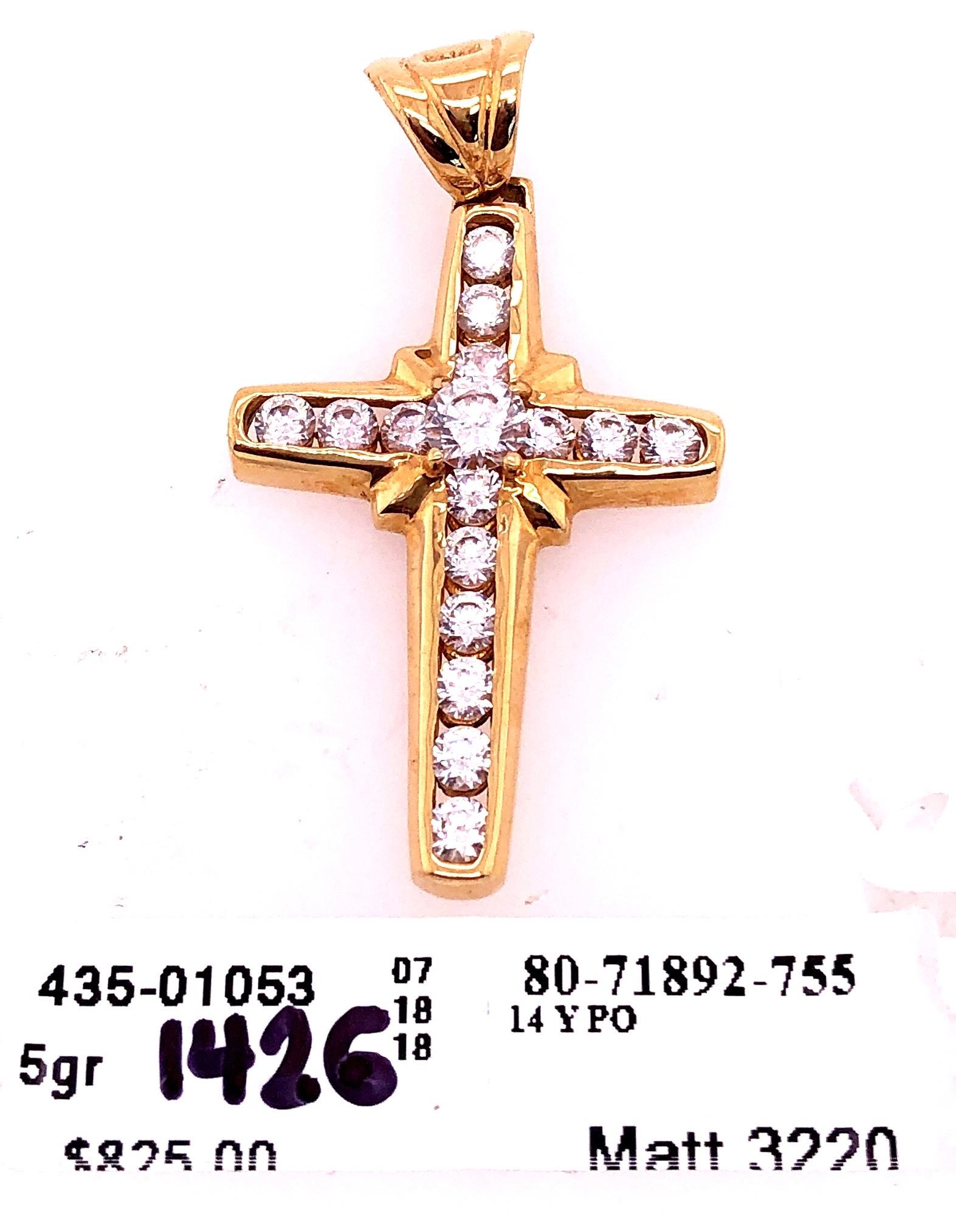 14 Karat Yellow Gold Religious / Crucifix Pendant For Sale 4