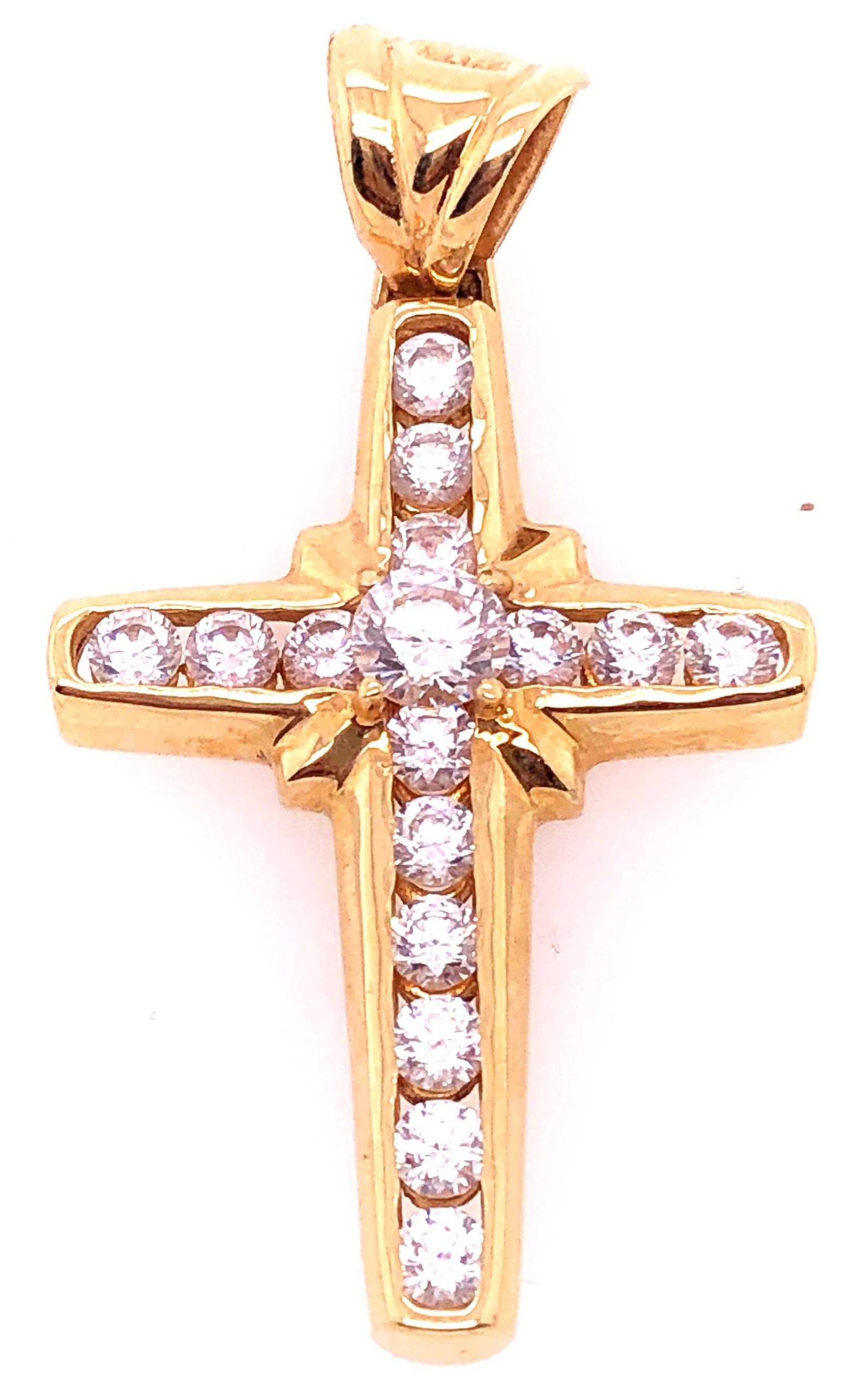 14 Karat Yellow Gold Religious / Crucifix Pendant with Semi Precious Stones.
5 grams total weight.
43.63 mm height.