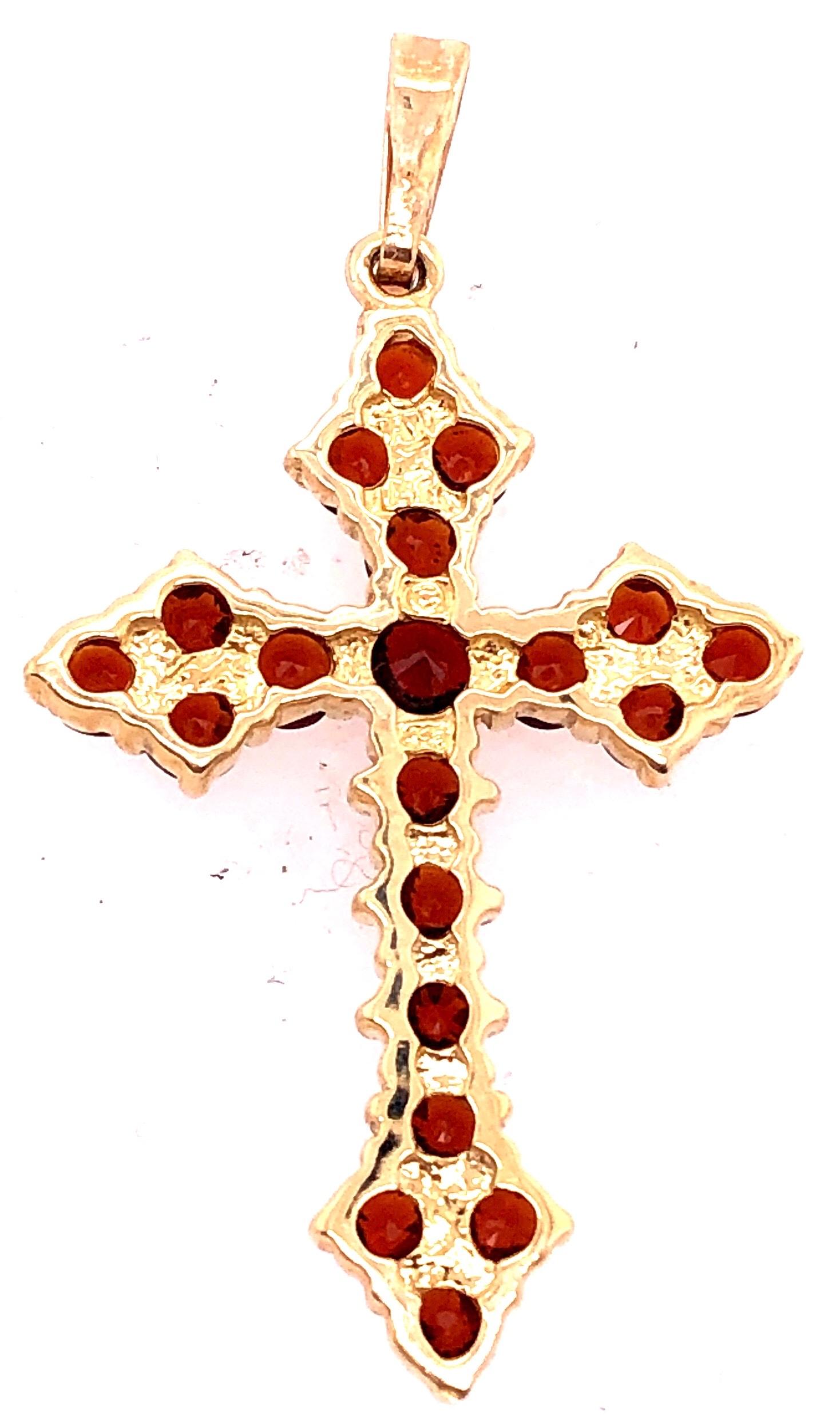 Pendentif religieux/crucifix en or jaune 14 carats avec pierres semi-précieuses Bon état - En vente à Stamford, CT