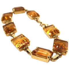 14 Karat Yellow Gold Retro Citrine Bracelet by Tiffany & Co.