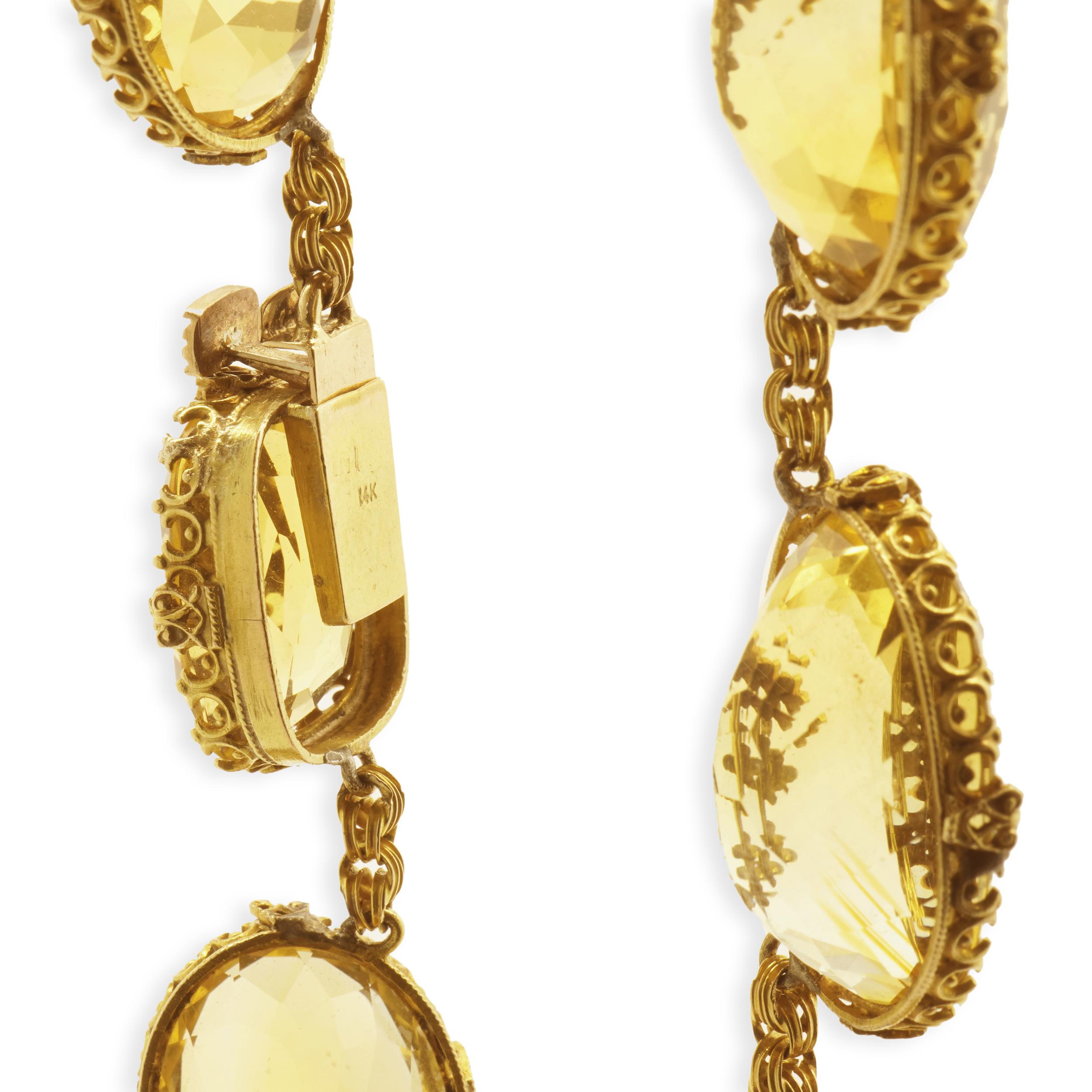 Collana Vintage Citrino in oro giallo 14 carati In condizioni buone a Scottsdale, AZ