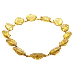 14 Karat Yellow Gold Retro Vintage Citrine Necklace