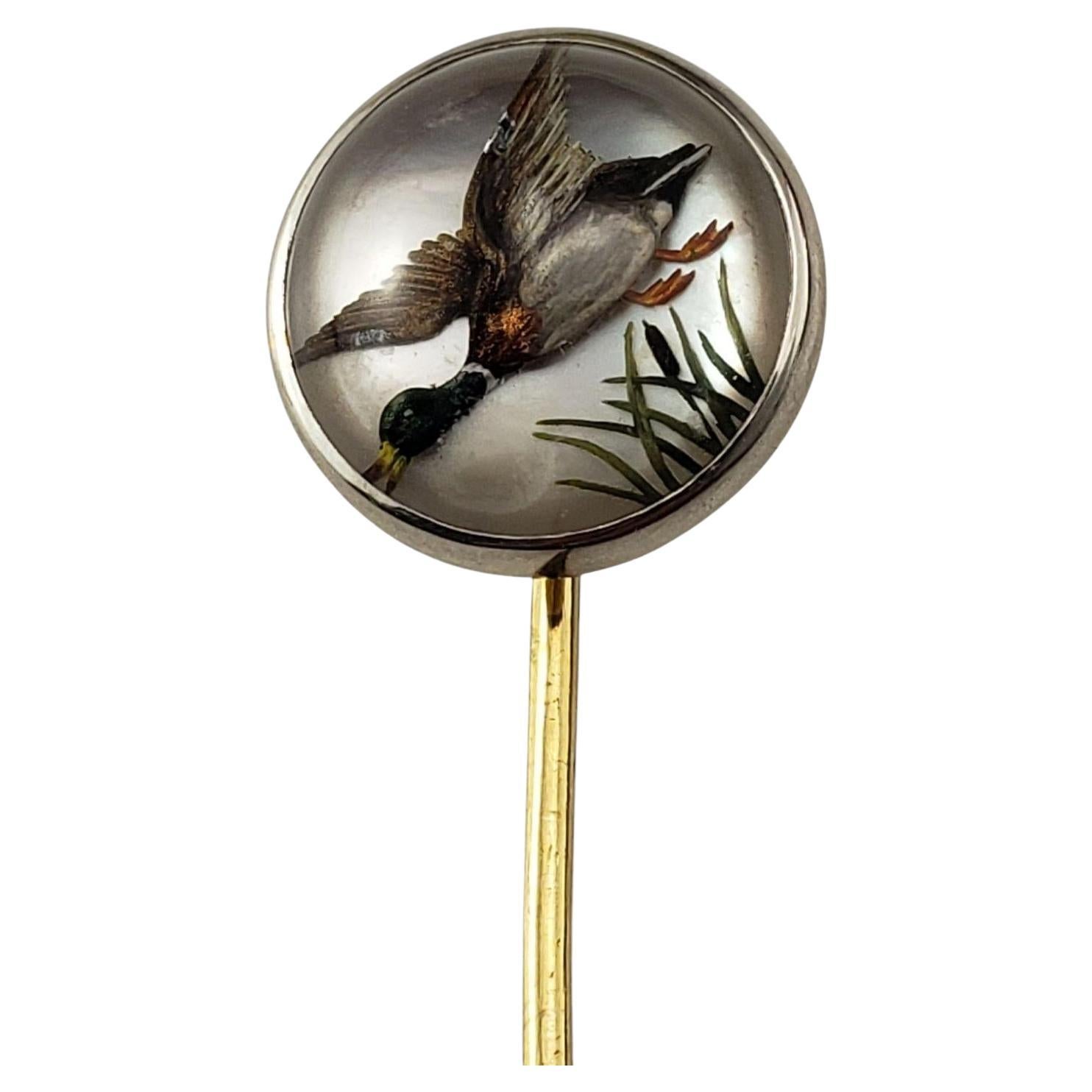 14 Karat Yellow Gold Reverse Intaglio Duck Stick Pin #21135
