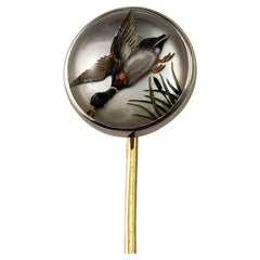 14 Karat Yellow Gold Reverse Intaglio Duck Stick Pin #21135