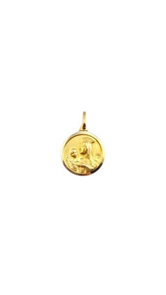 Pendentif réversible en or jaune 14 carats représentant la Sainte Mère et le Christ #22250