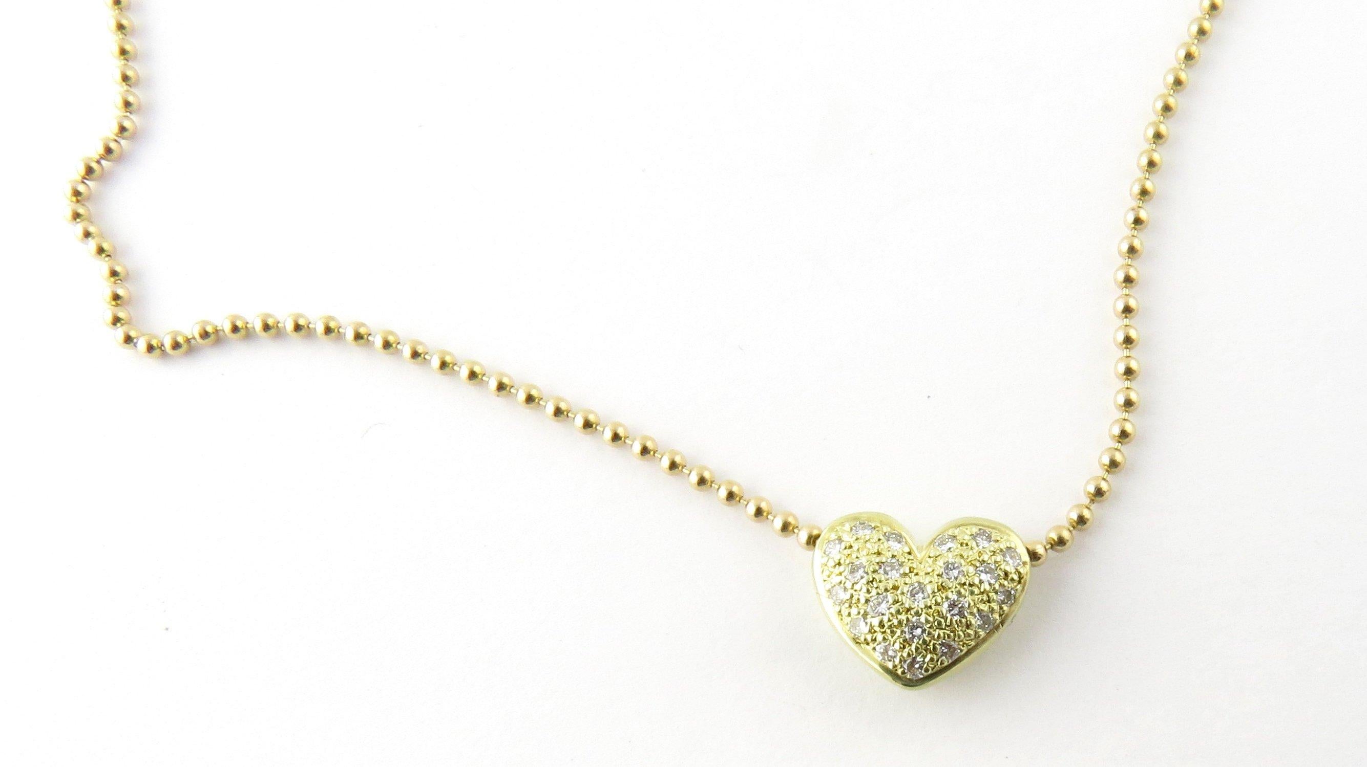 Vintage 14 Karat Yellow Gold Reversible Diamond Heart Necklace 16