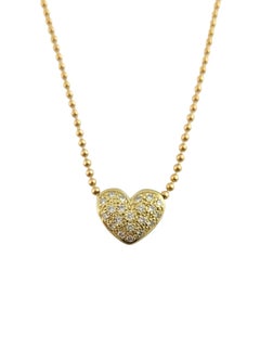 14 Karat Yellow Gold Reversible Diamond Heart Necklace