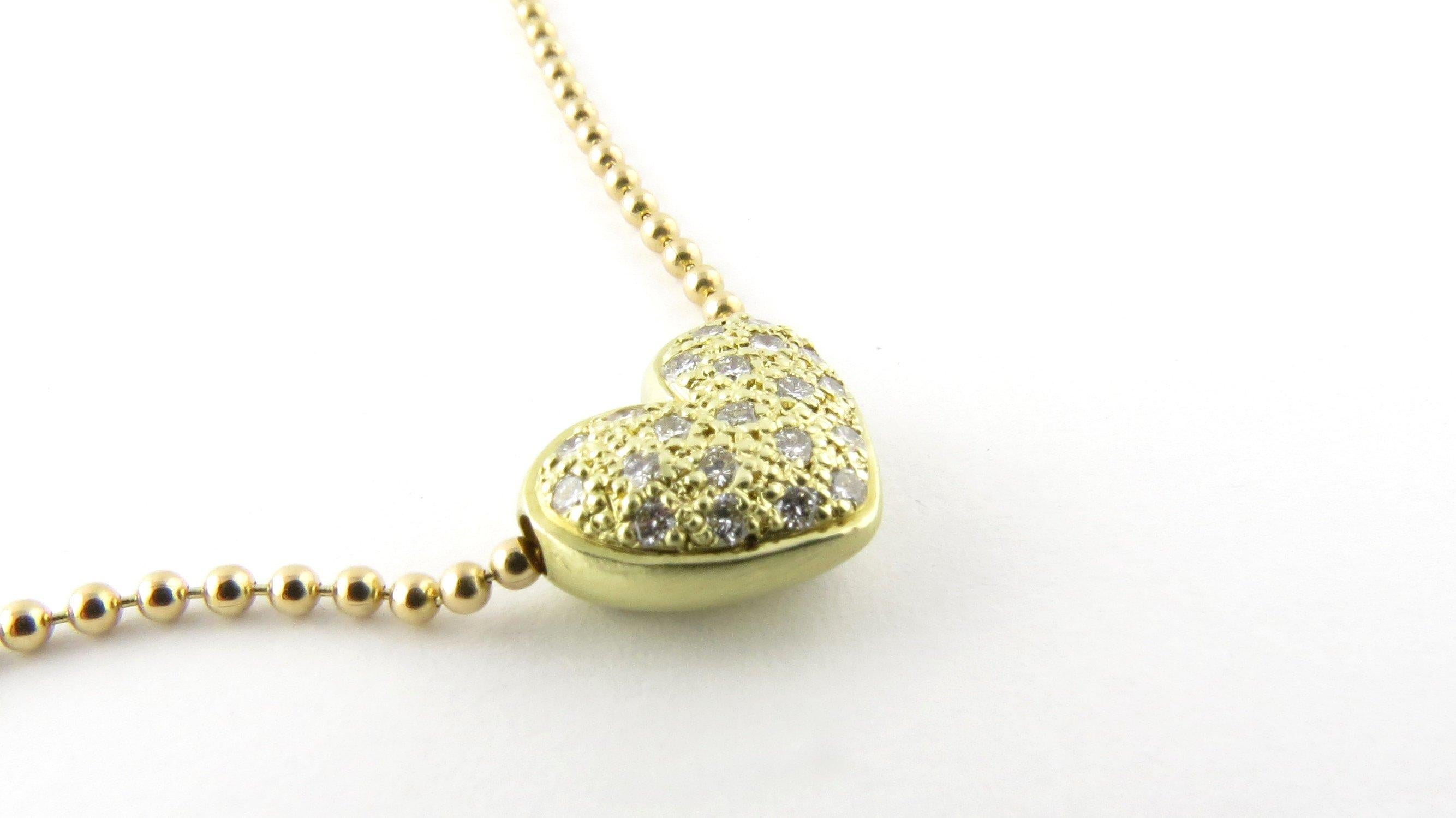 14 Karat Yellow Gold Reversible Diamond Heart Necklace In Excellent Condition In Washington Depot, CT