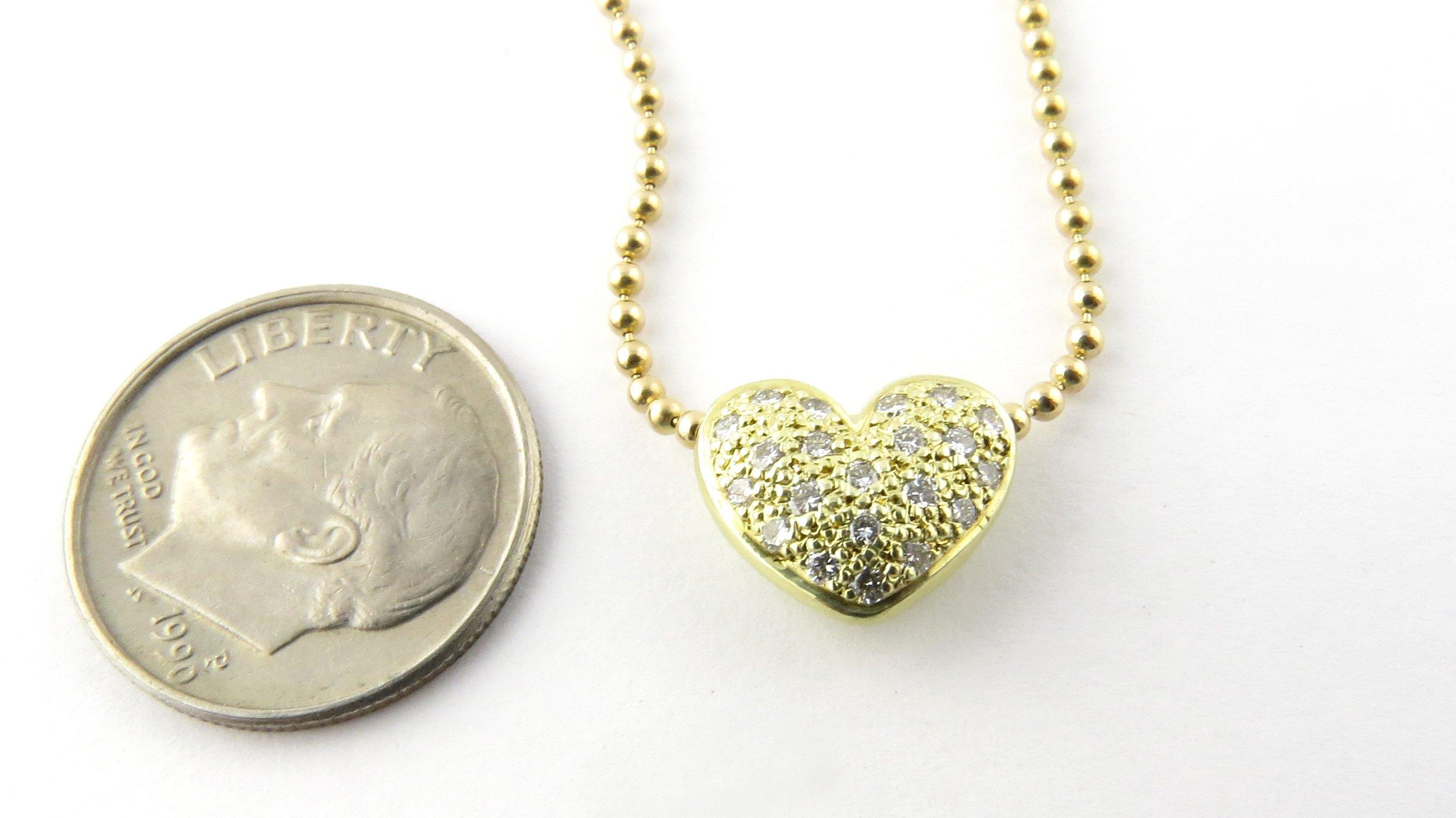 14 Karat Yellow Gold Reversible Diamond Heart Necklace 1