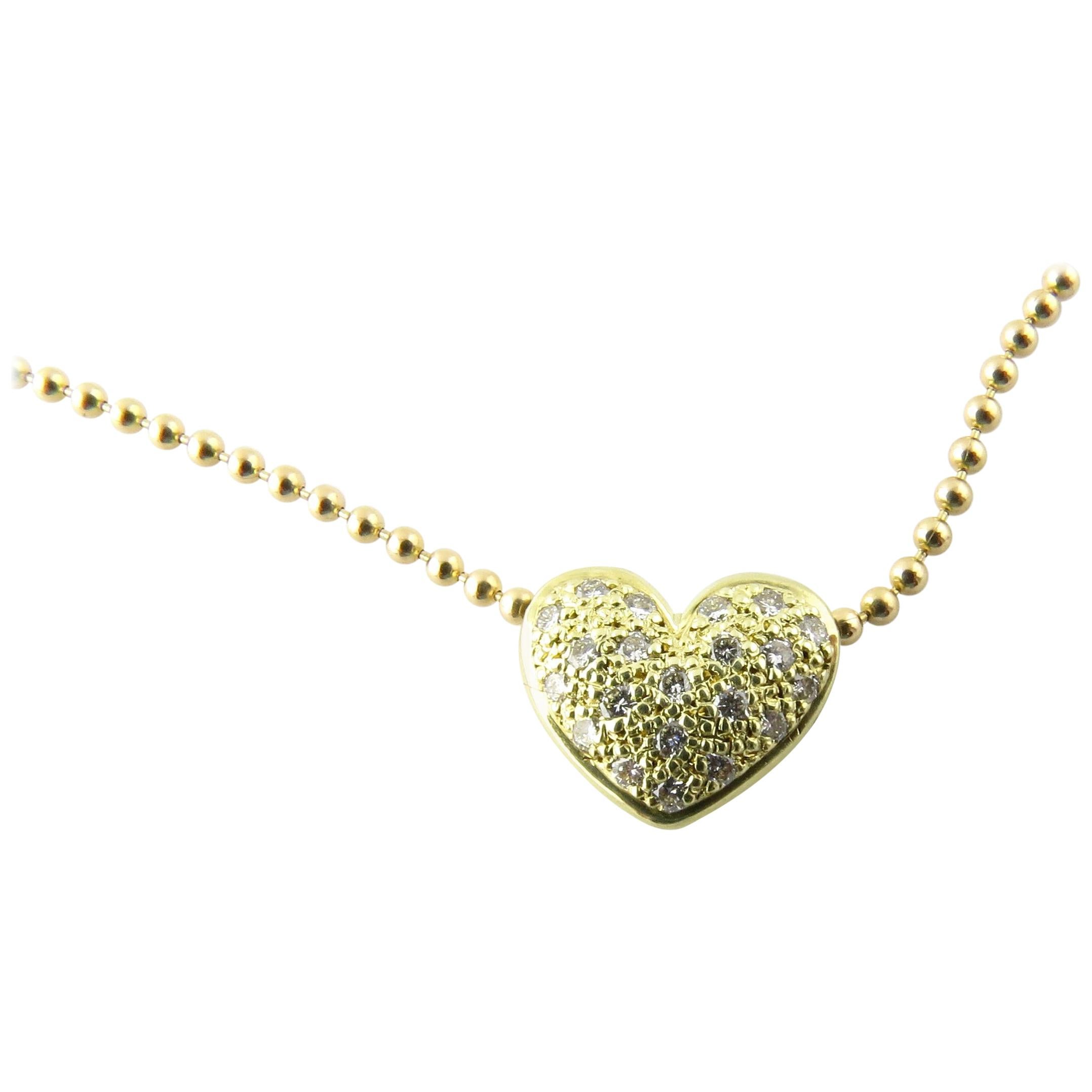 14 Karat Yellow Gold Reversible Diamond Heart Necklace