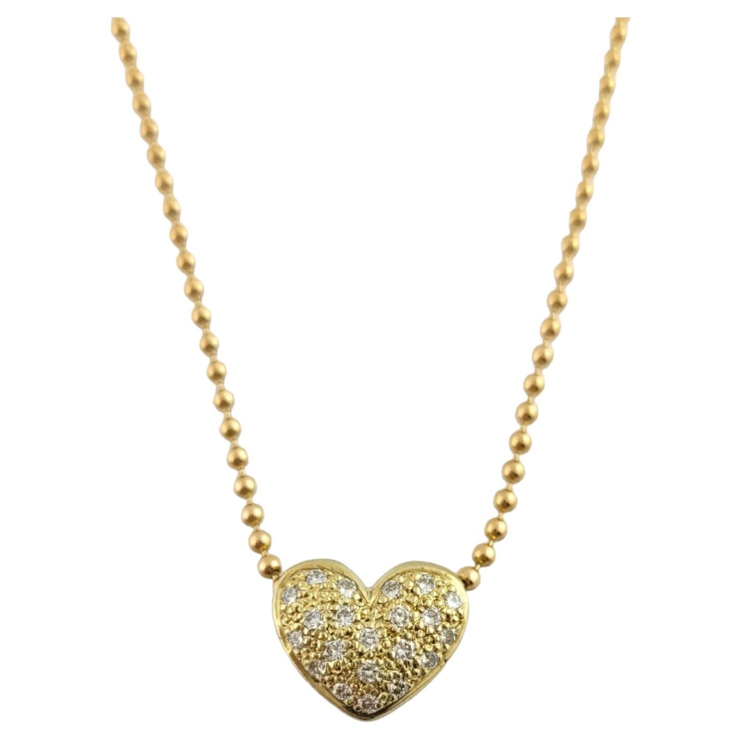 14 Karat Yellow Gold Reversible Diamond Heart Necklace