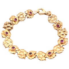 14 Karat Yellow Gold Reversible Garnet and Sapphire Bracelet