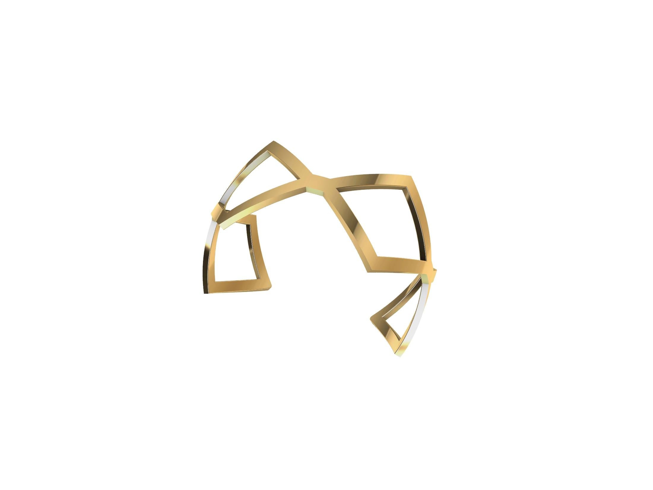 Or jaune 14 carats  Bracelet manchette Rhombus Neuf - En vente à New York, NY