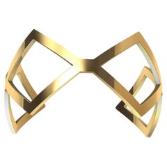 14 Karat Yellow Gold  Rhombus Cuff Bracelet